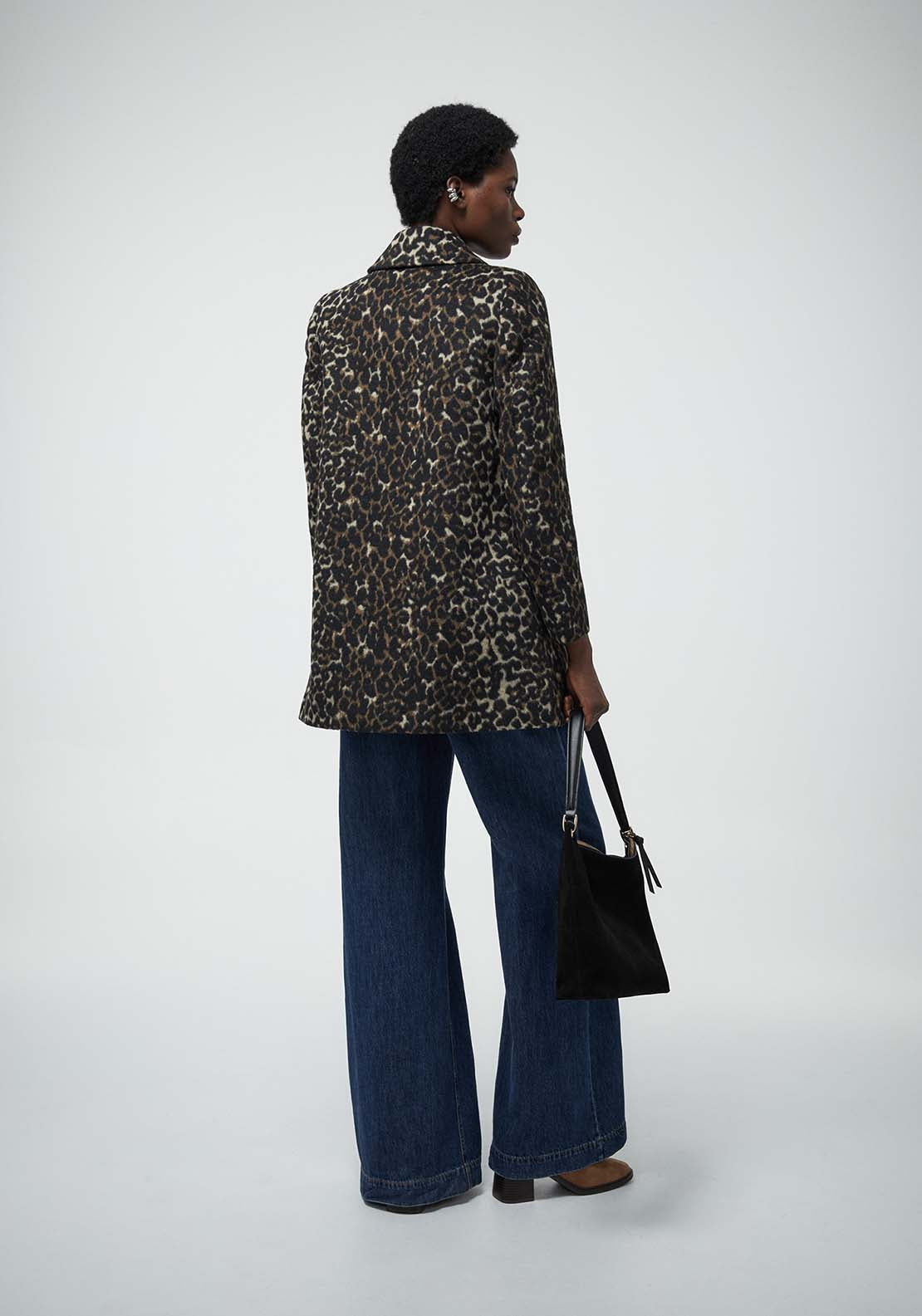 Animal Print Coat - Brown