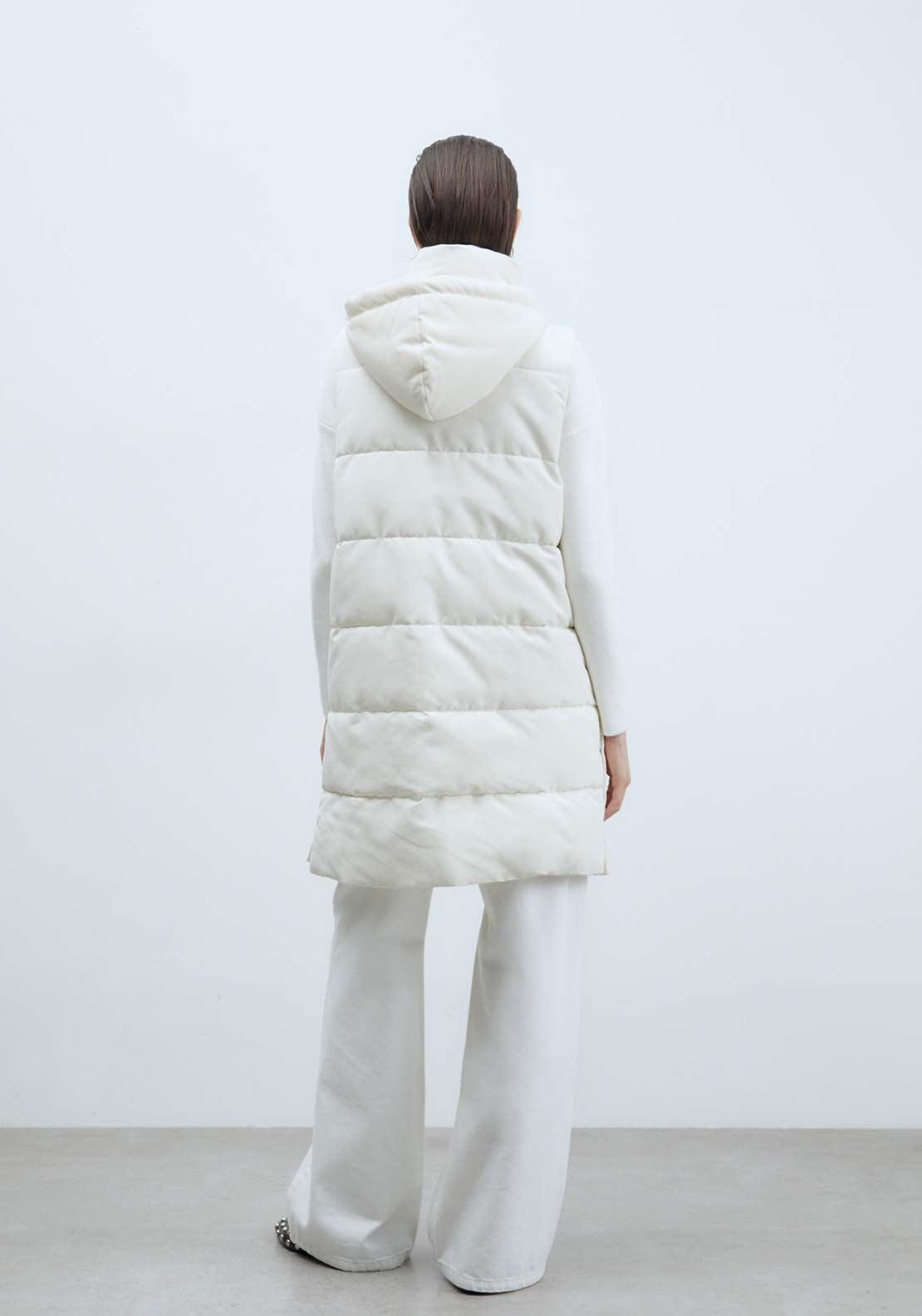 Sfera Zip Long Gilet - Off White 5 Shaws Department Stores