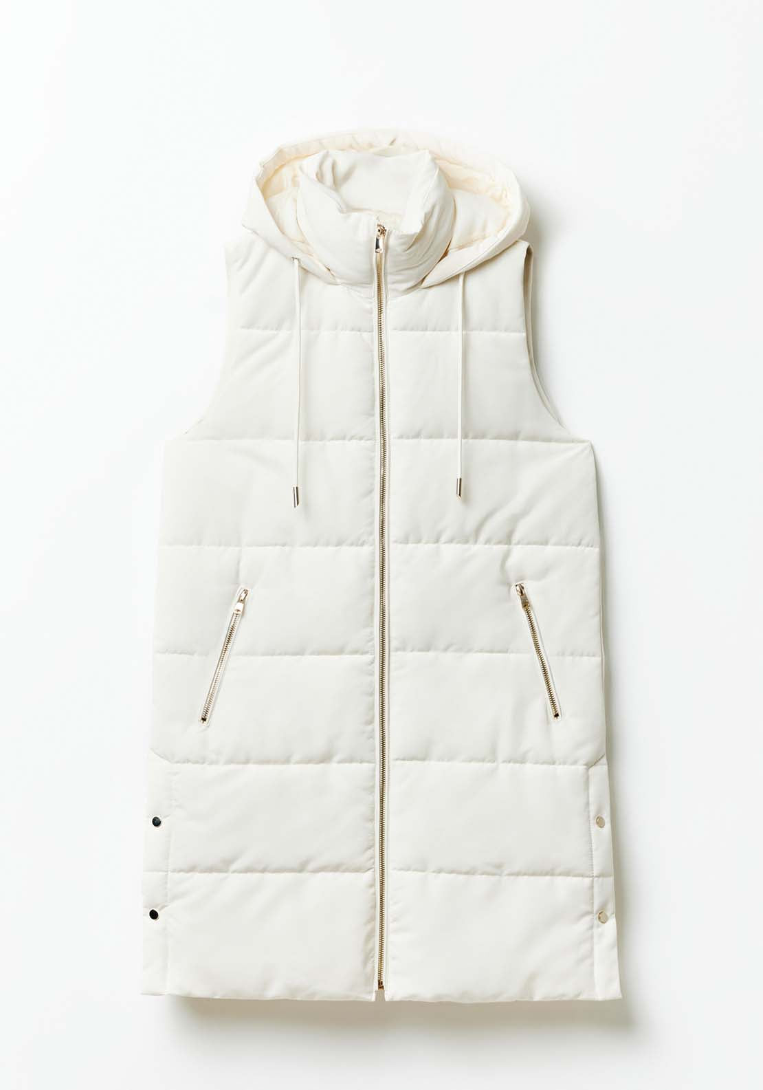 Sfera Zip Long Gilet - Off White 6 Shaws Department Stores