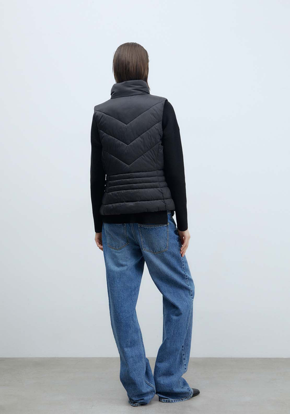Sfera Plain Short Gilet - Black 3 Shaws Department Stores