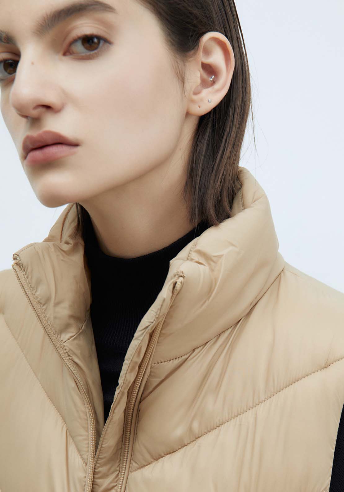 Sfera Plain Short Gilet - Camel 2 Shaws Department Stores