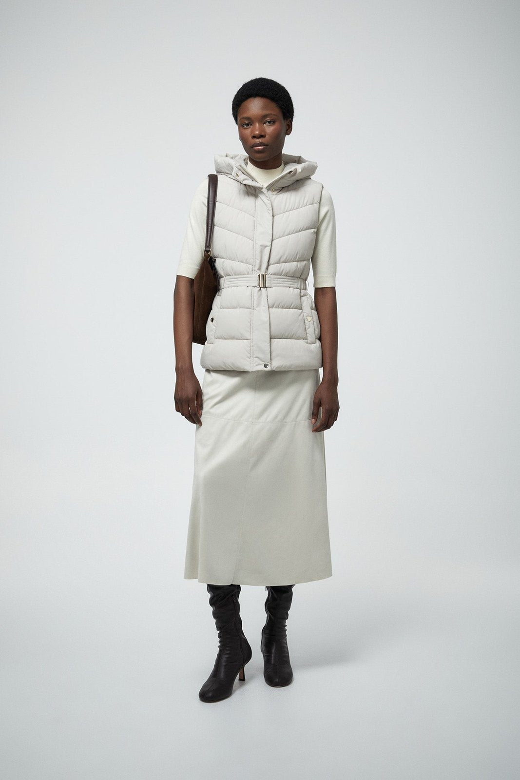 Short Hooded Gilet - Ice