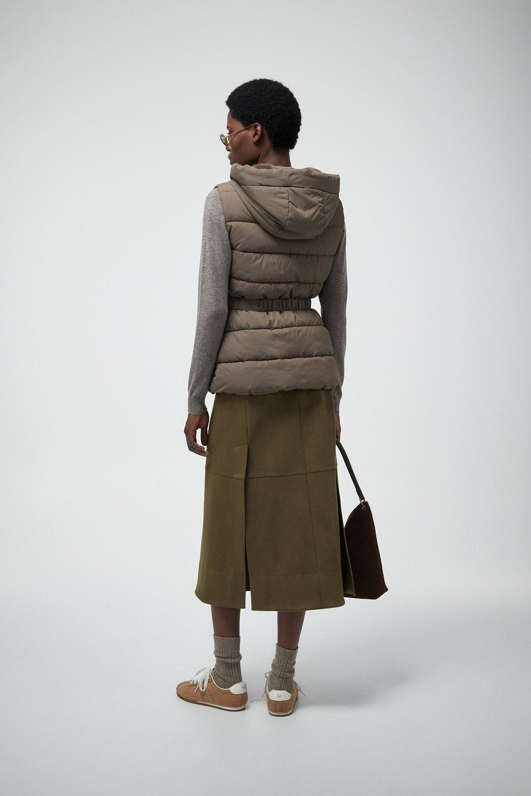 Short Hooded Gilet - Melange Oscur
