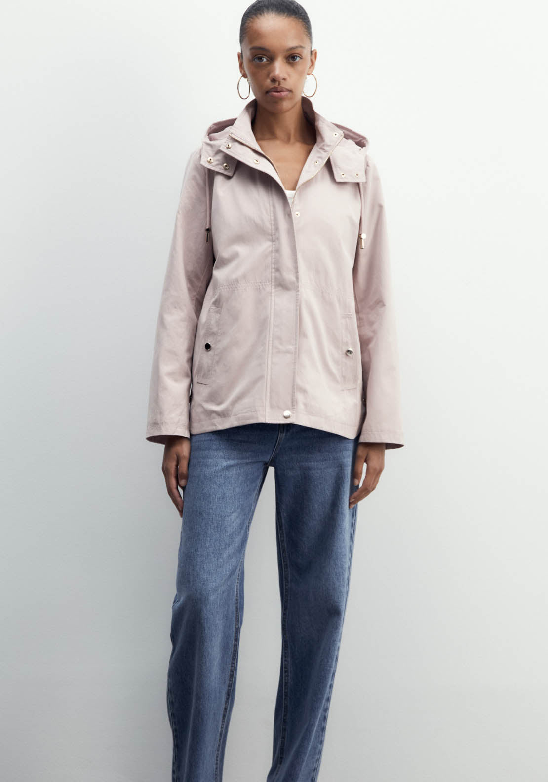 Sfera Curved Hem Parka - Light Pink 1 Shaws Department Stores