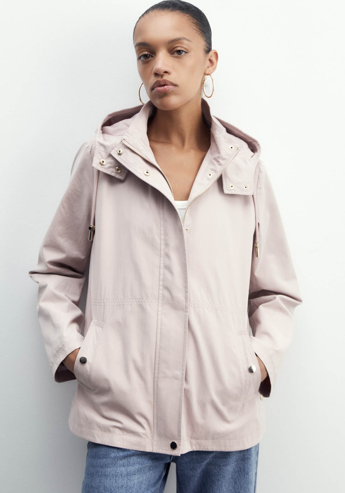 Sfera Curved Hem Parka - Light Pink 2 Shaws Department Stores