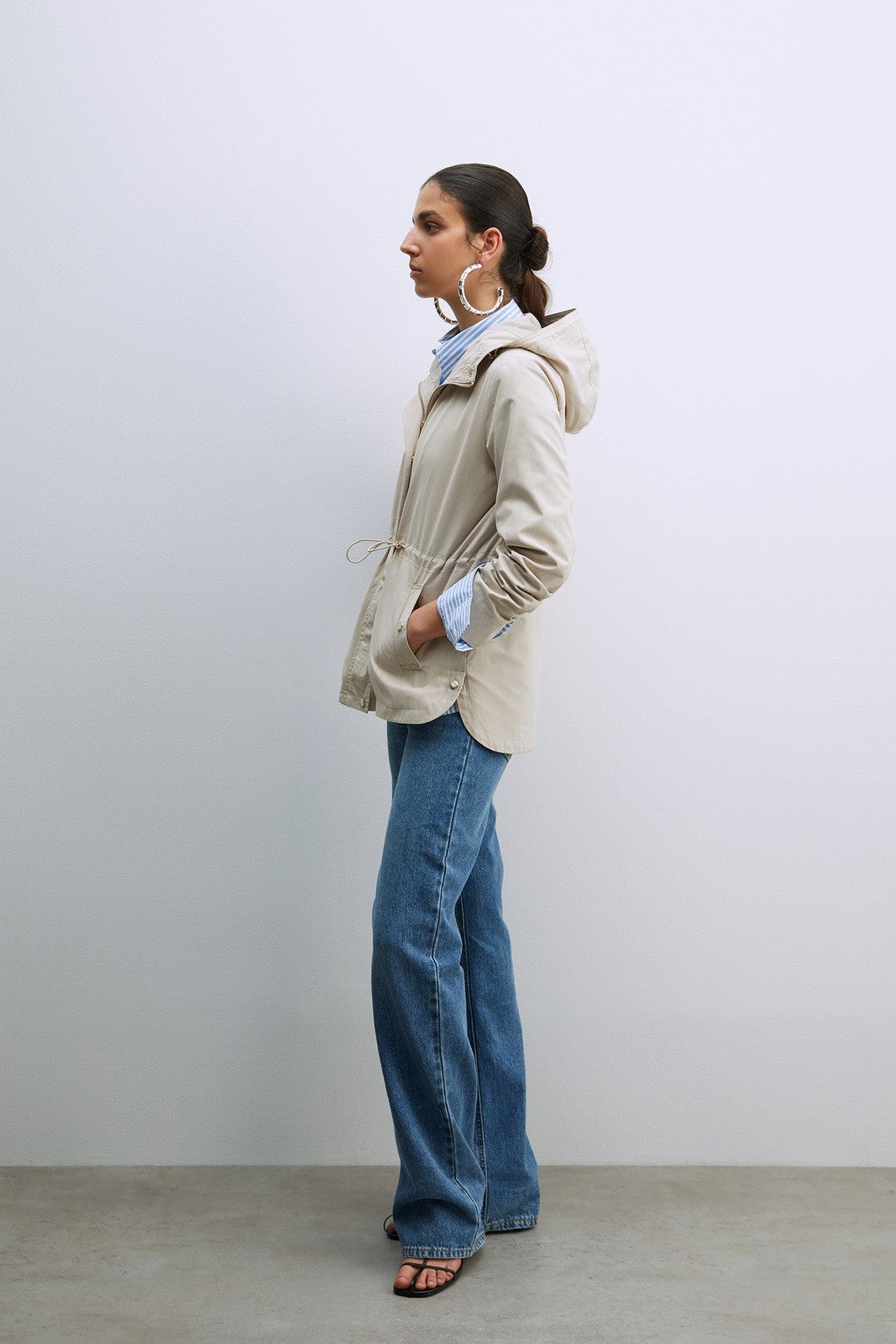 Sfera Hooded Parka W Snitched Waist - Grey 4 Shaws Department Stores