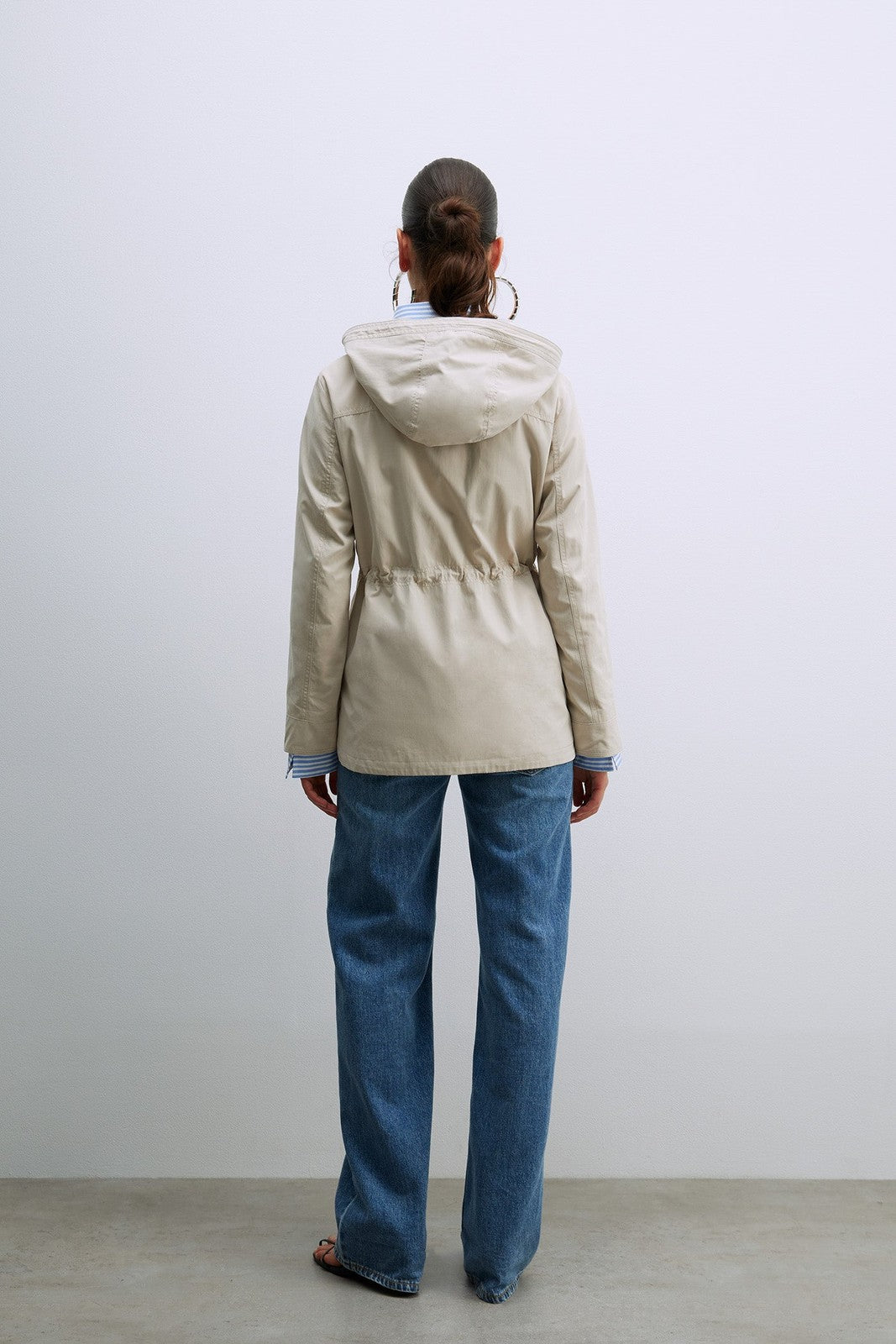 Sfera Hooded Parka W Snitched Waist - Grey 5 Shaws Department Stores