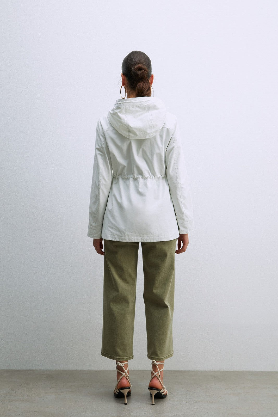 Sfera Hooded Parka W Snitched Waist - White 4 Shaws Department Stores