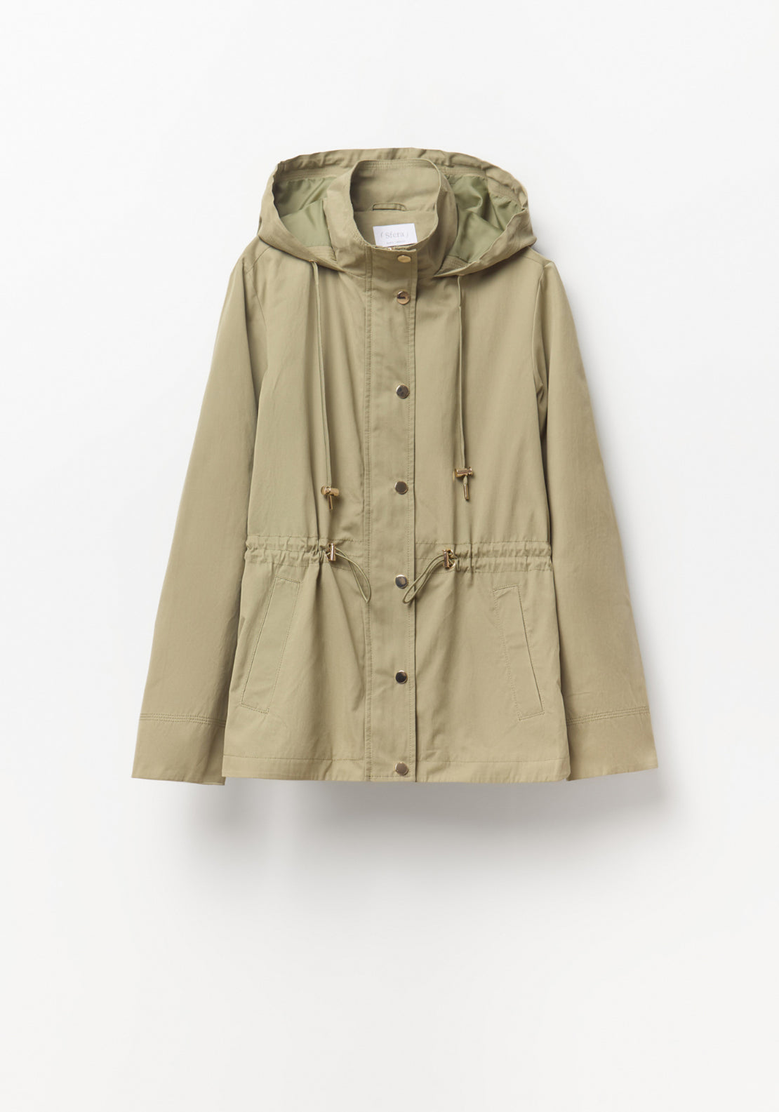 Curved Hem Parka - Beige