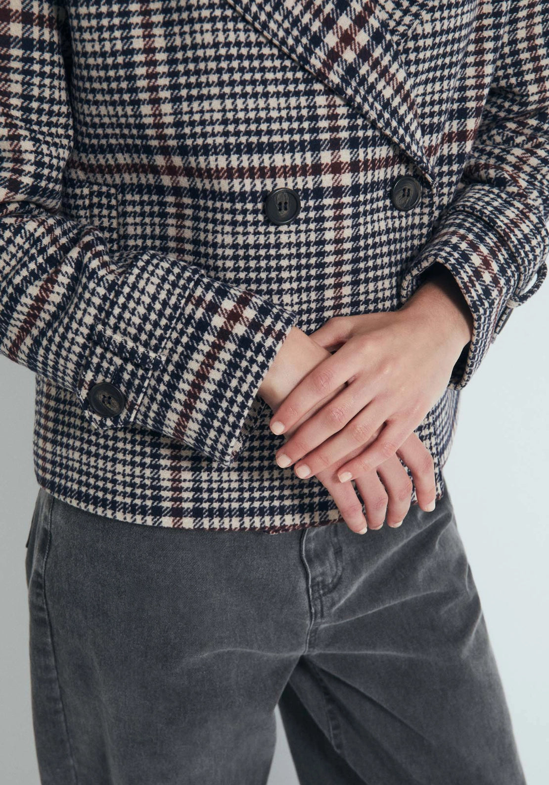 Check Short Coat - Red