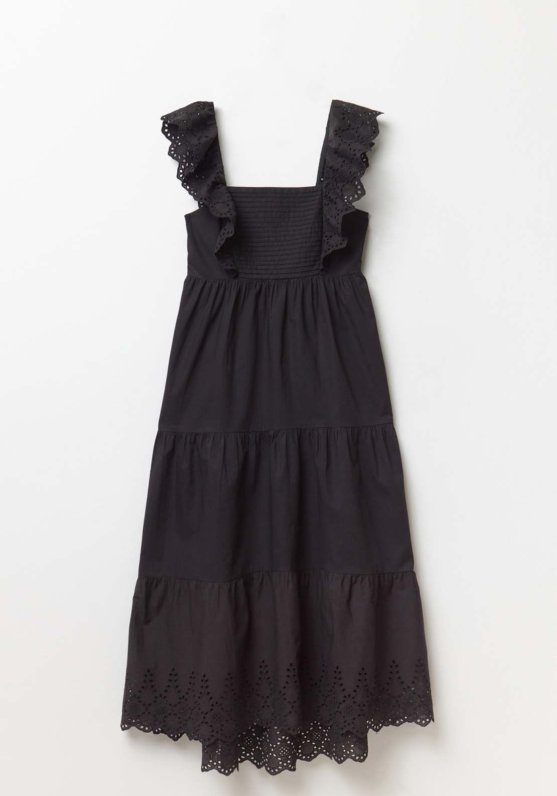 Sfera Schiffli Hem Dress - Black 6 Shaws Department Stores