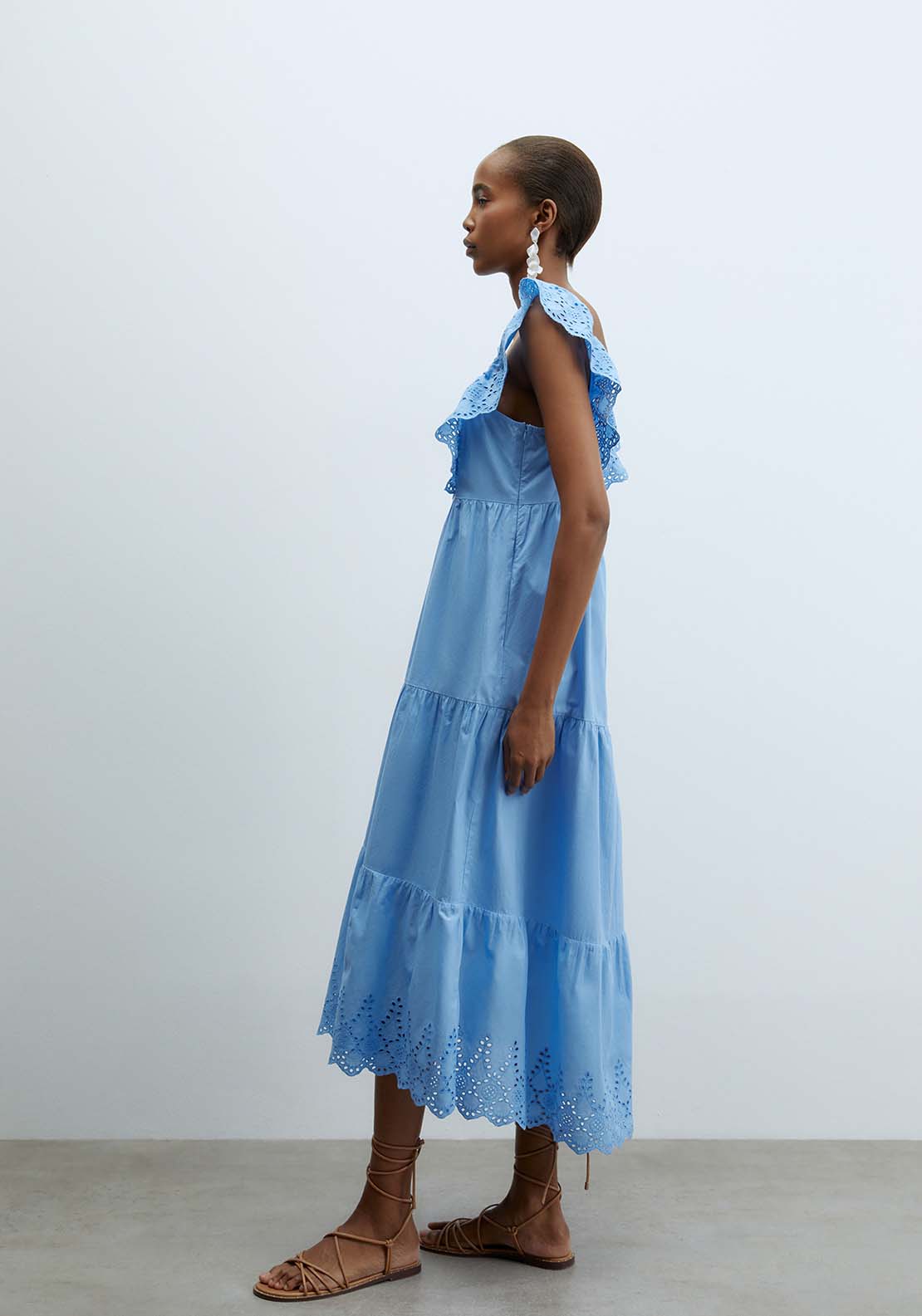 Sfera Schiffli Hem Dress - Blue 3 Shaws Department Stores