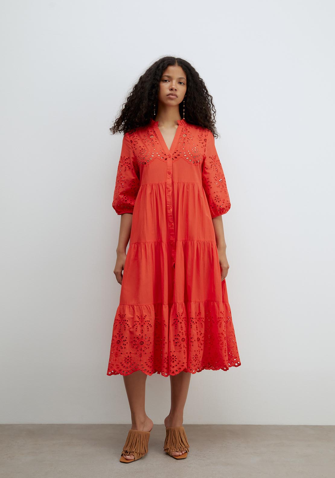 Sfera Schiffli Shirt Dress - Red 1 Shaws Department Stores