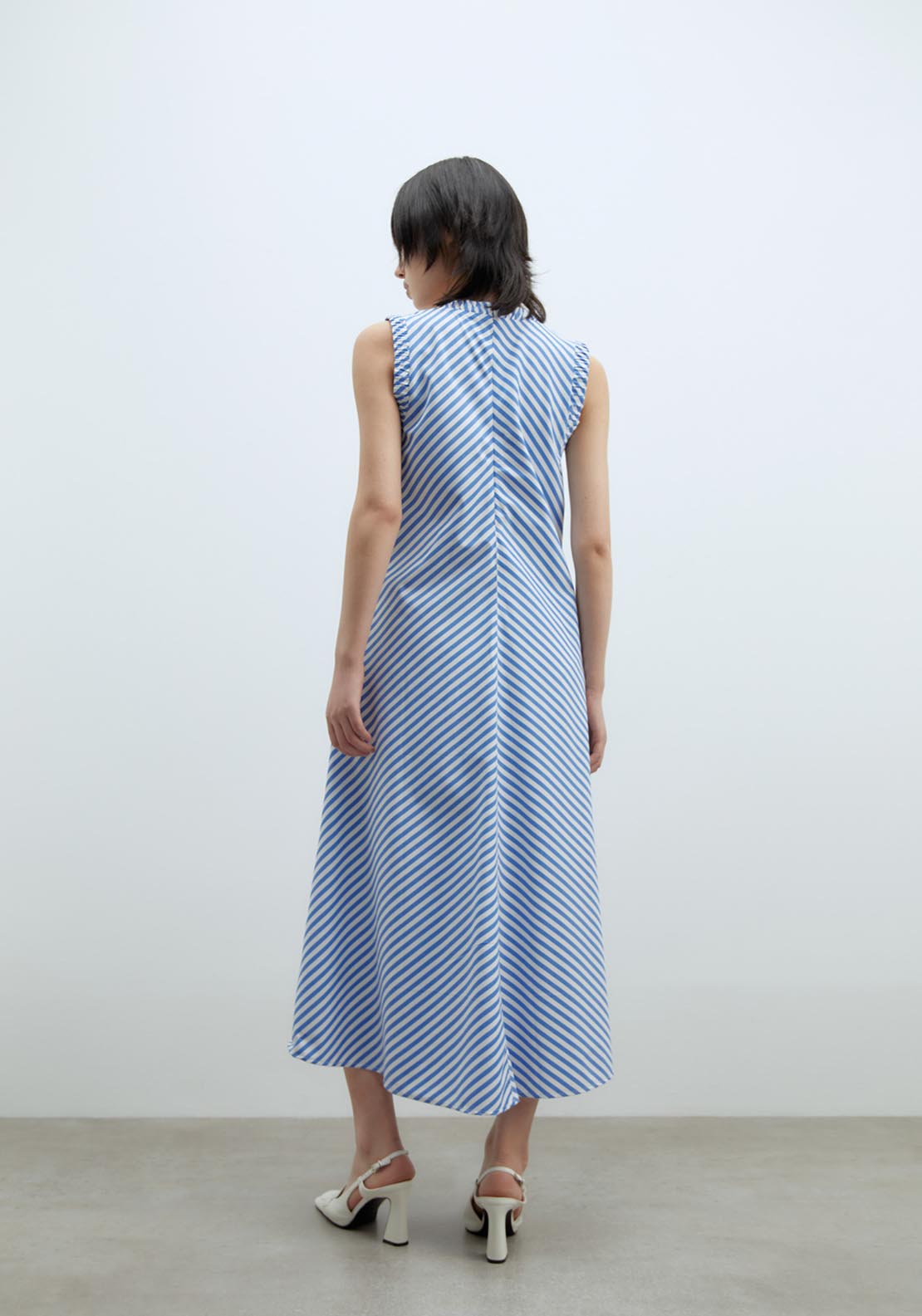 Sfera Elaborated Neckline Dress - Blue 2 Shaws Department Stores