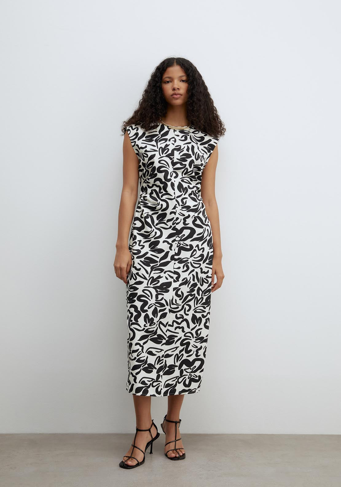 Sfera Ruched Linen Dress - White 1 Shaws Department Stores