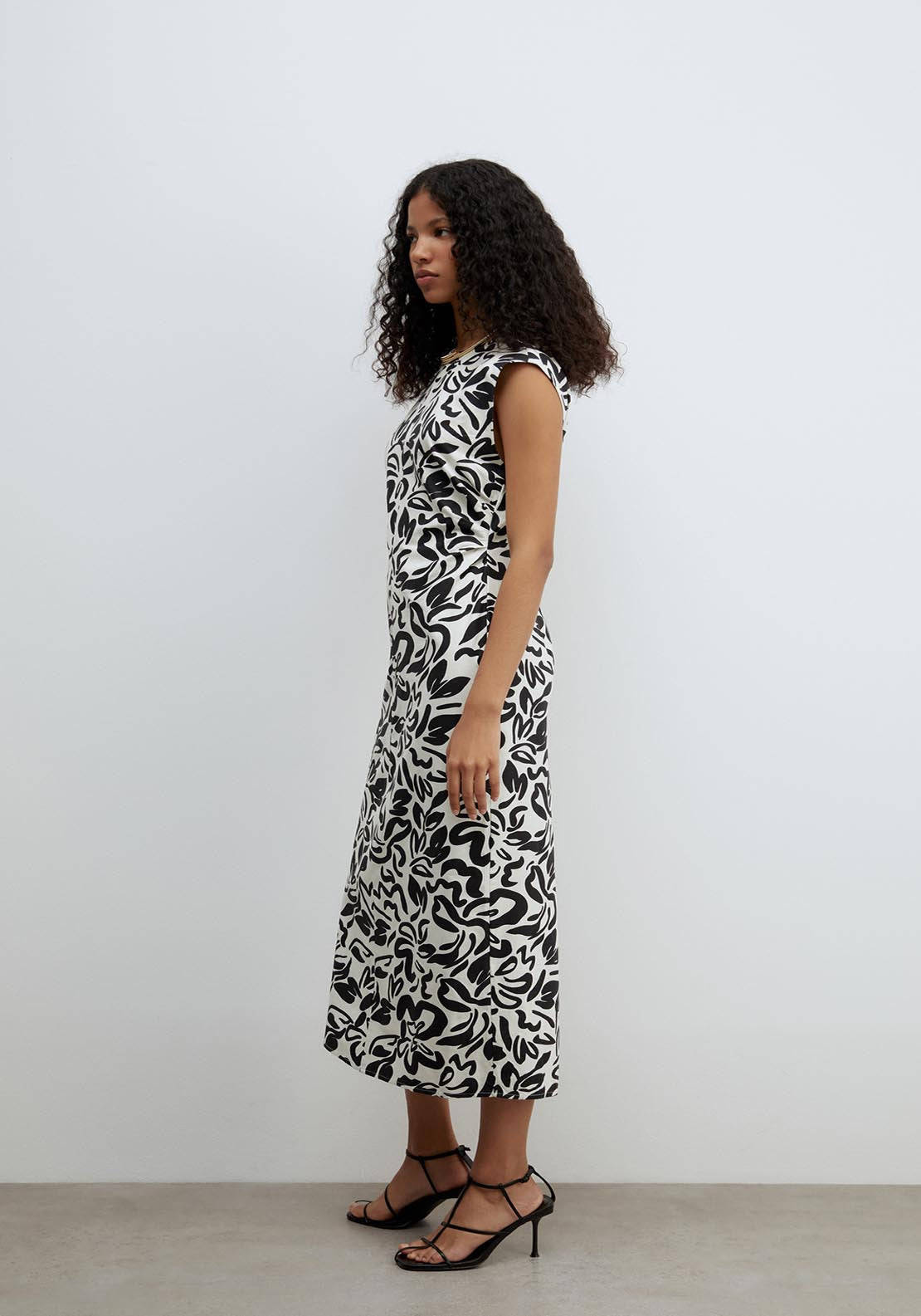 Sfera Ruched Linen Dress - White 3 Shaws Department Stores