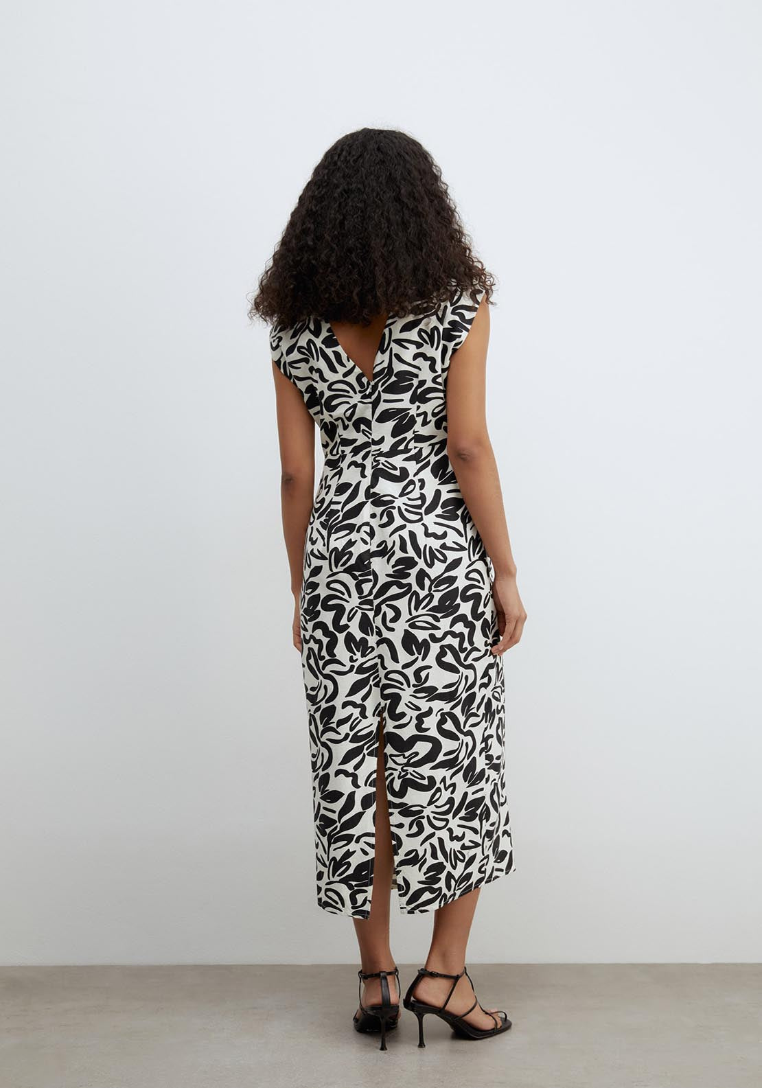 Sfera Ruched Linen Dress - White 2 Shaws Department Stores