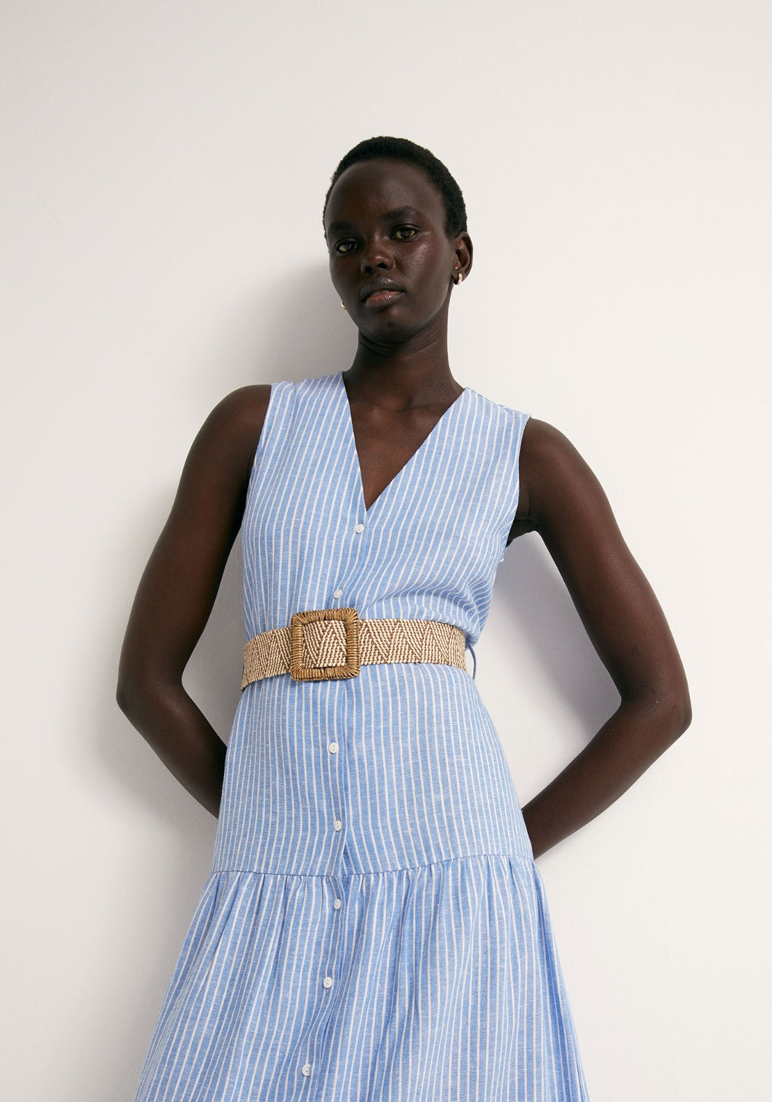 Linen Shirt Dress - Blue