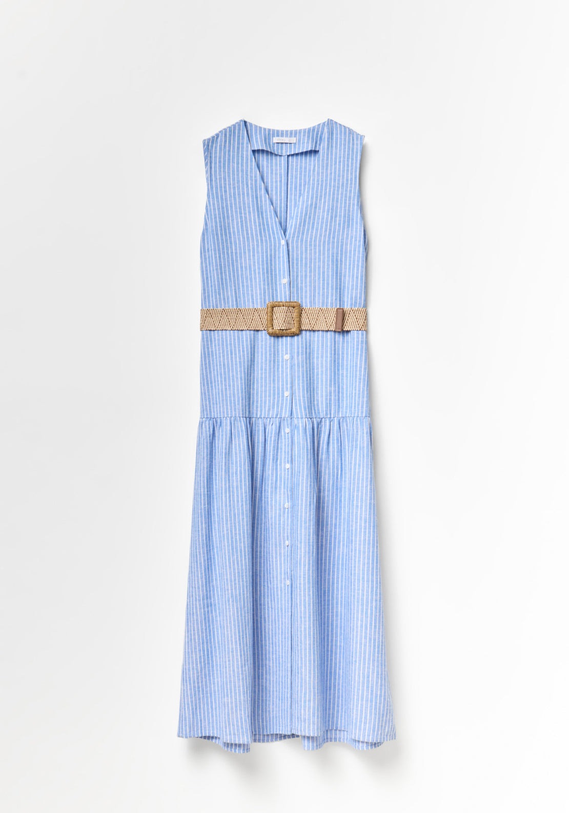 Linen Shirt Dress - Blue