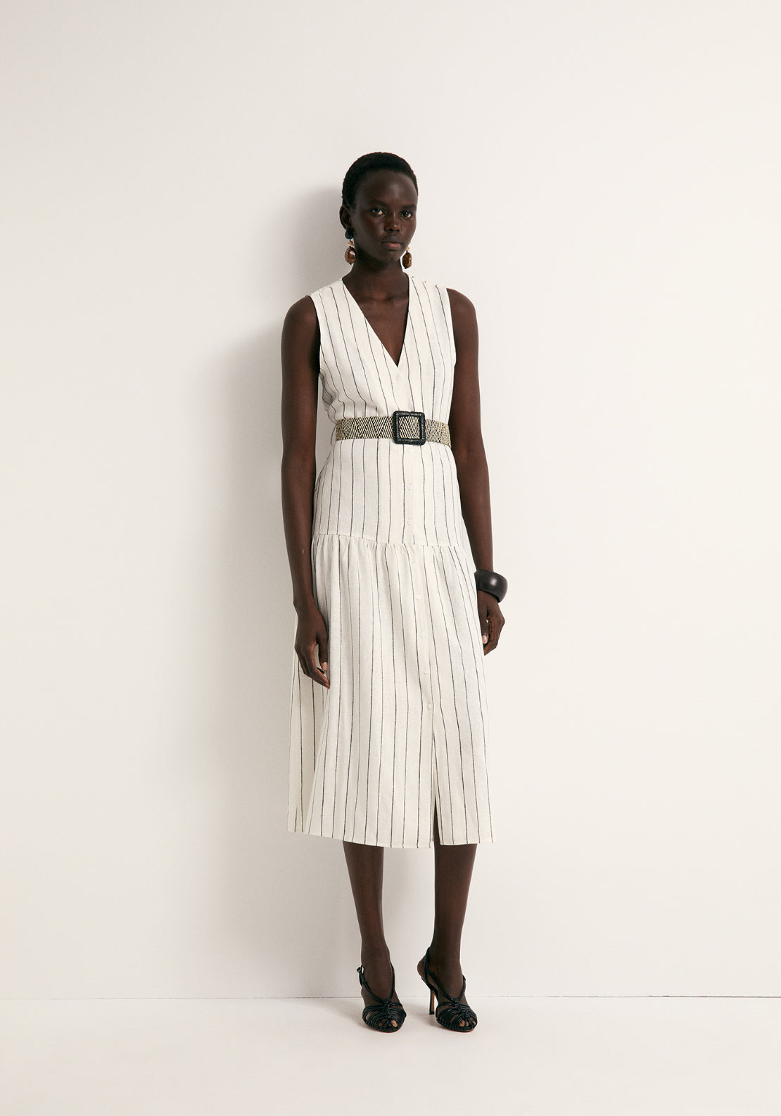 Linen Shirt Dress - White