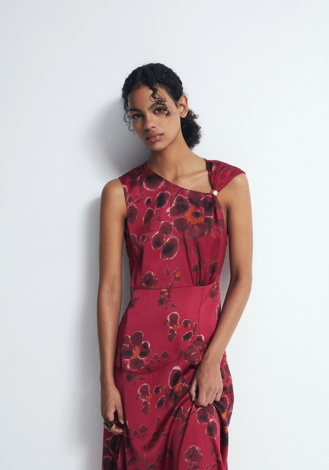 Metallic Hardware Dress - Red