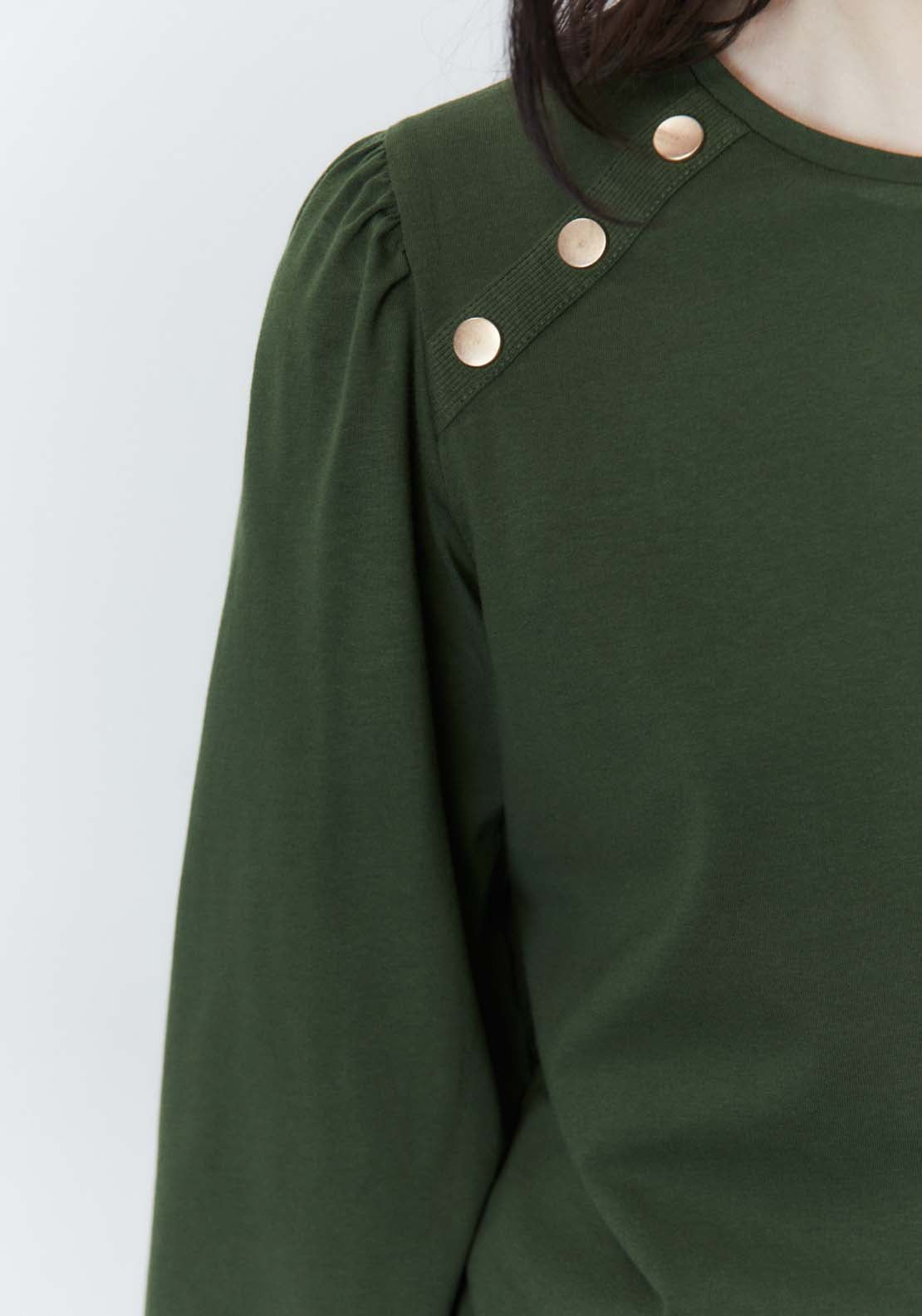 Sfera Plain long-sleeved T-shirt Top - Green 4 Shaws Department Stores