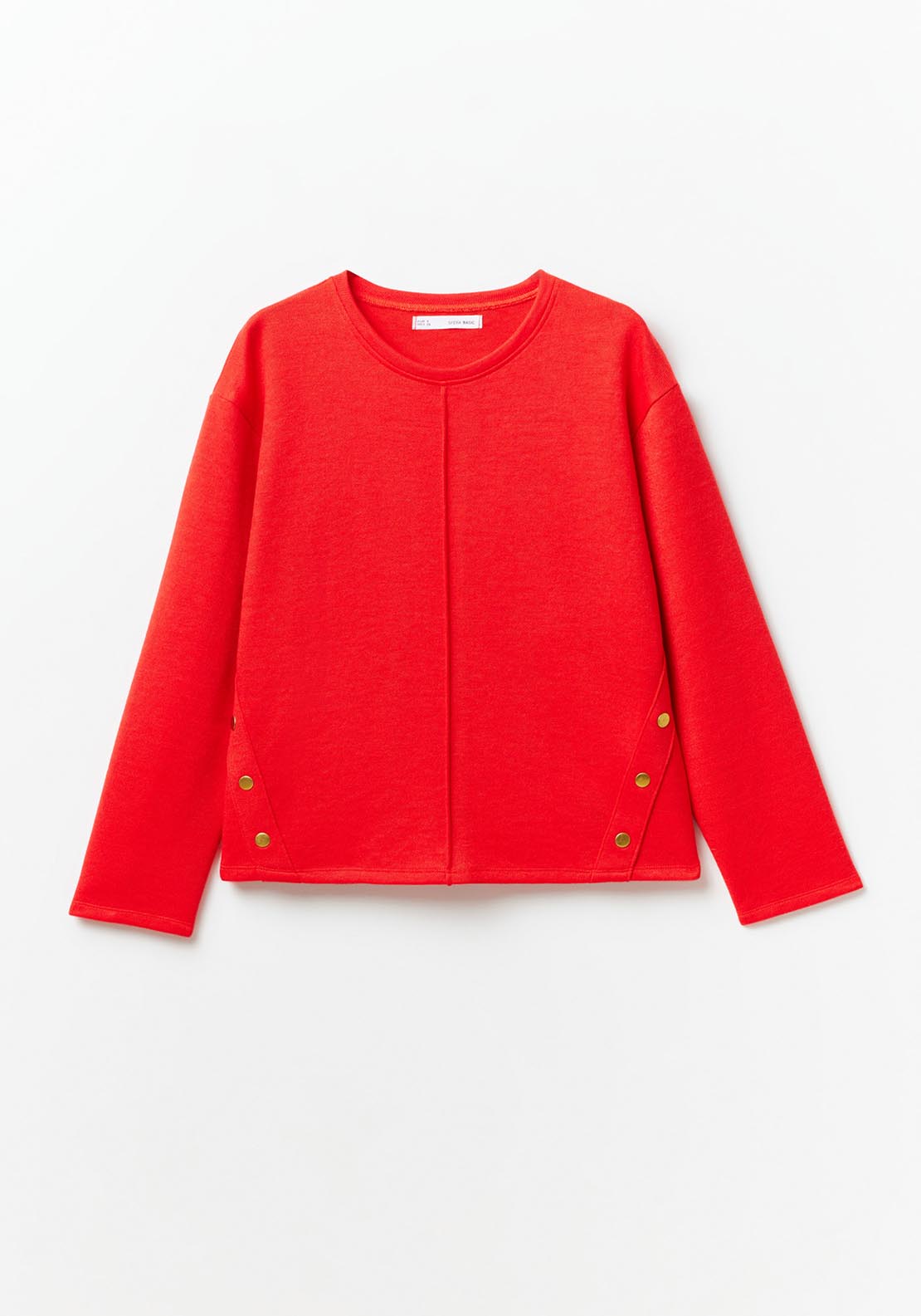 Sfera Buttons soft-touch long-sleeved T-shirt - Red 6 Shaws Department Stores