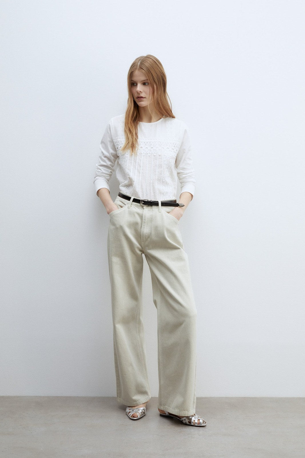 Sfera Plumetis embroidered top - White 4 Shaws Department Stores
