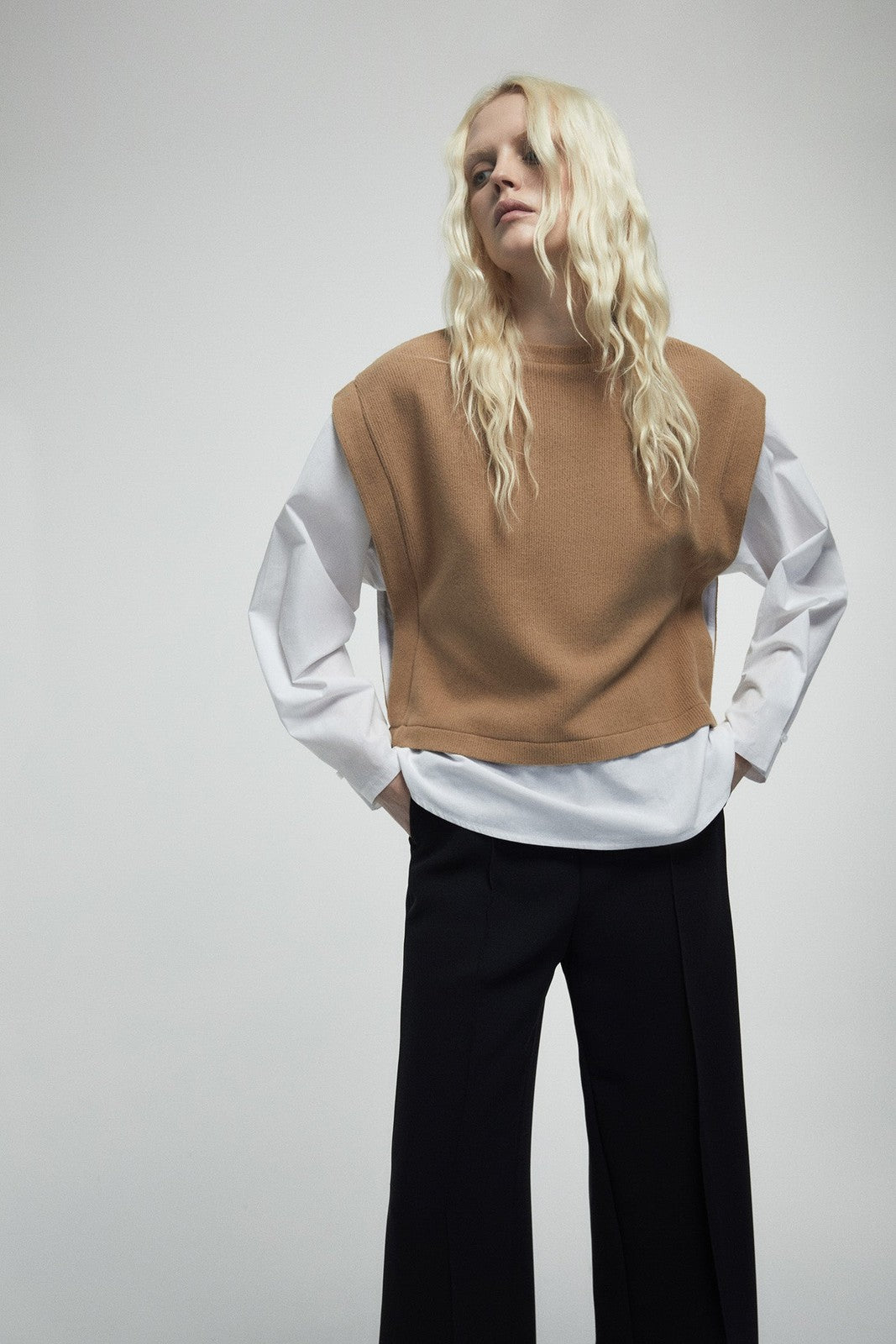 Soft Touch Poplin Top - Brown