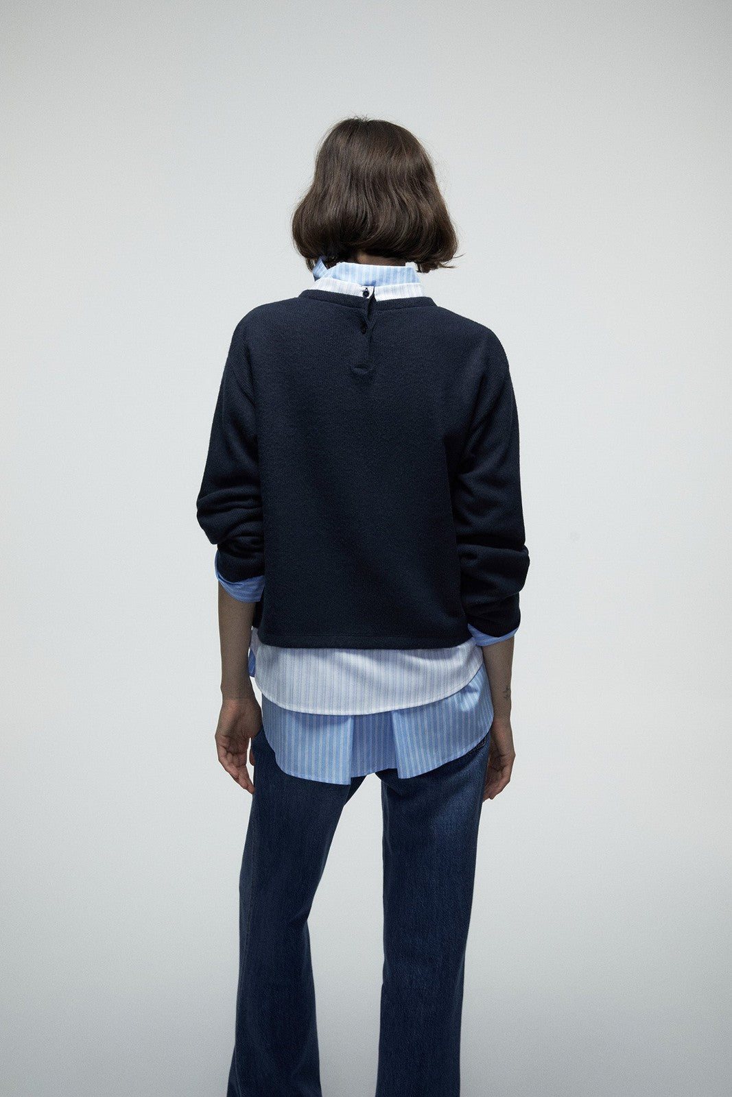 Soft Touch False Shirt Tail Top - Blue