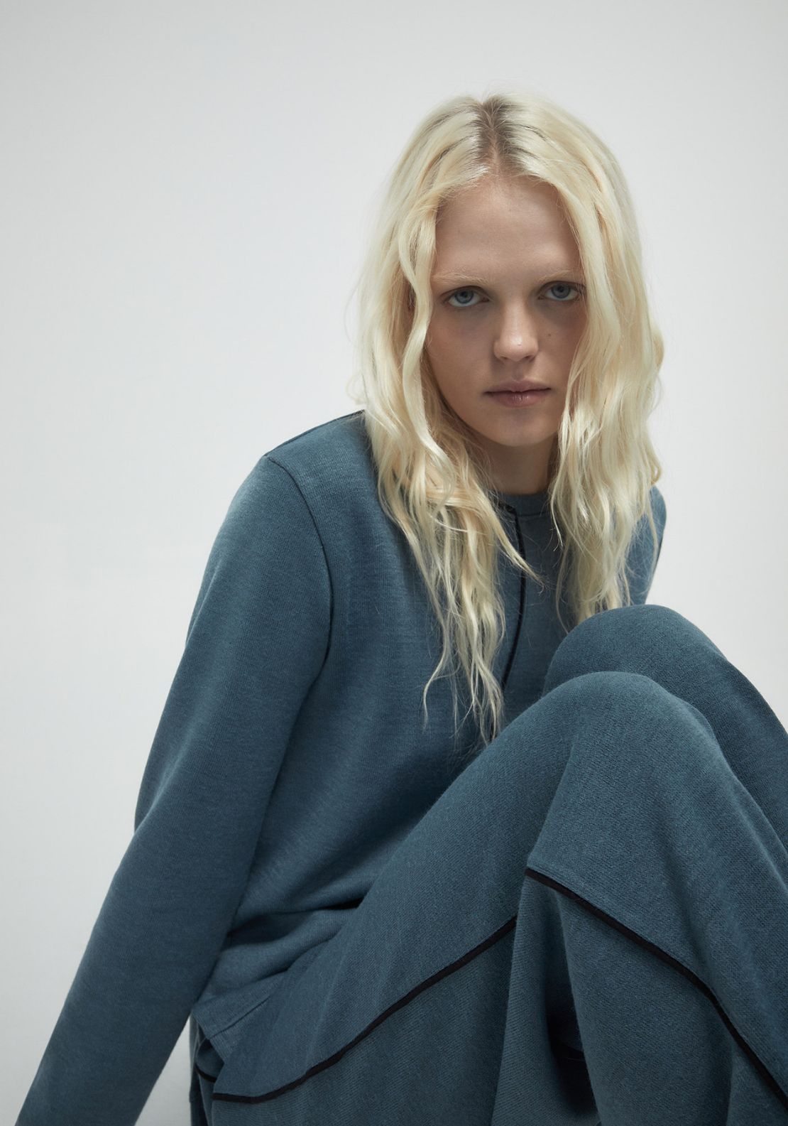 Contrast Trim Soft Touch Top - Teal