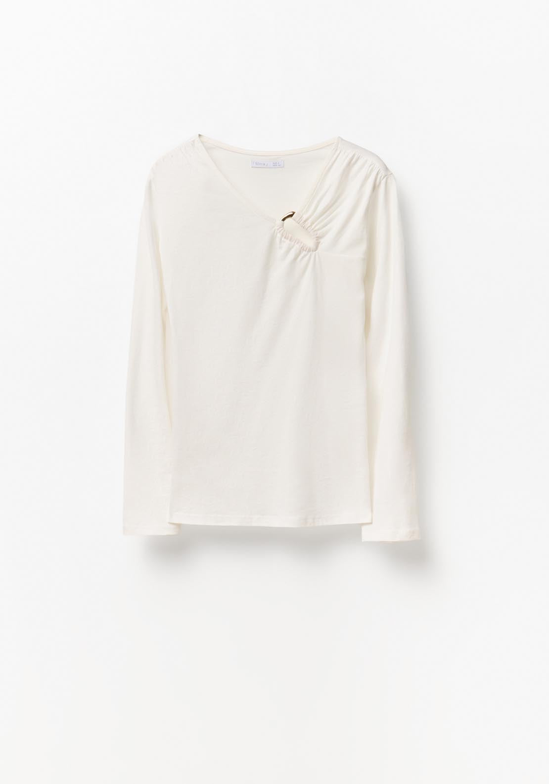 Adornment Detail Plain Top - Cream