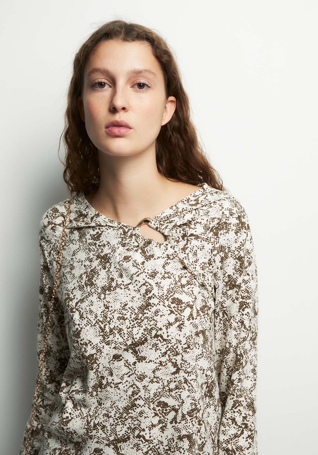 Long Sleeve Adornment Detail Top - Beige