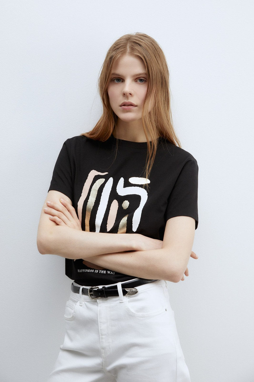 Sfera Motif T-shirt - Black 1 Shaws Department Stores
