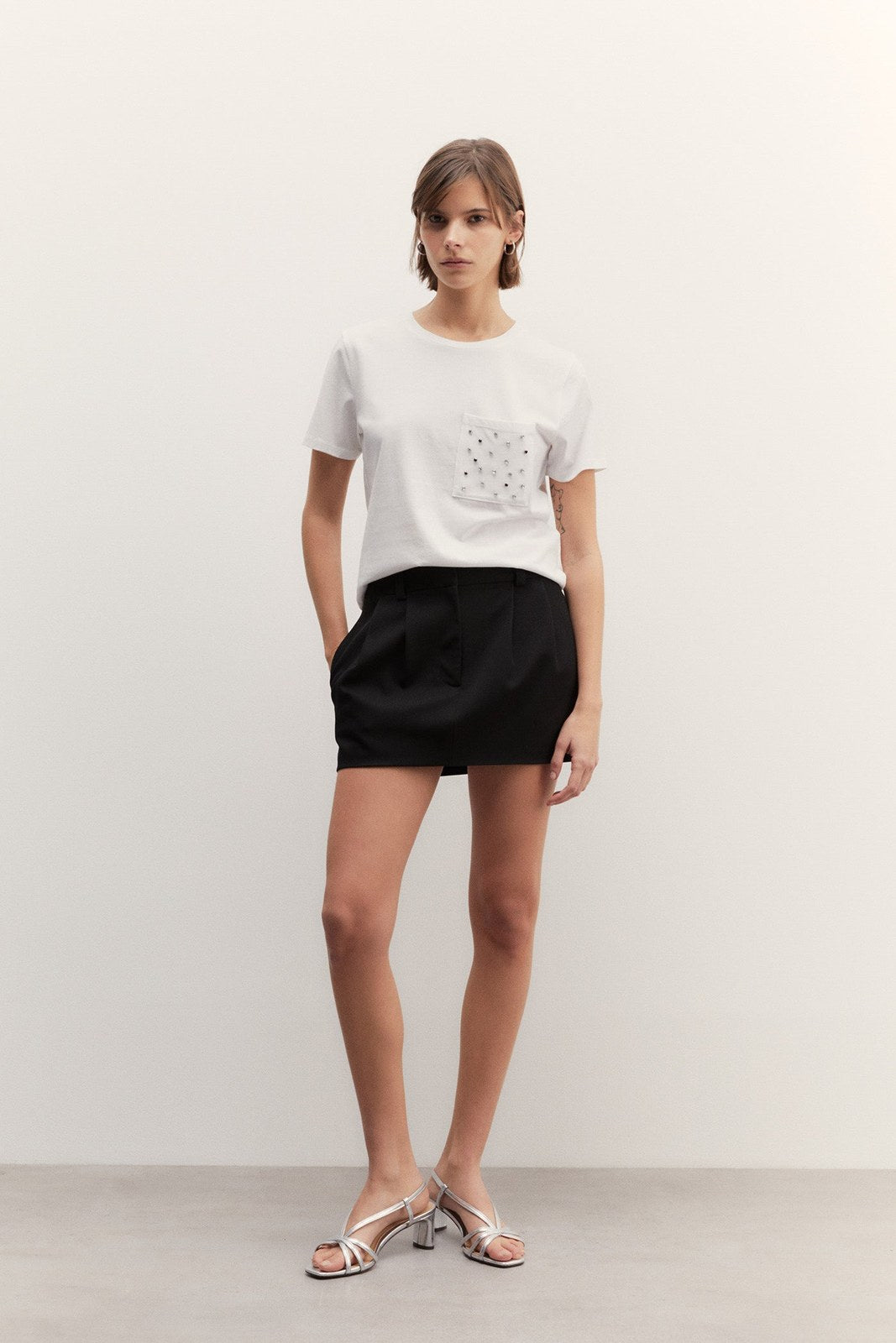 Sfera Sparkly pocket T-shirt - White 1 Shaws Department Stores