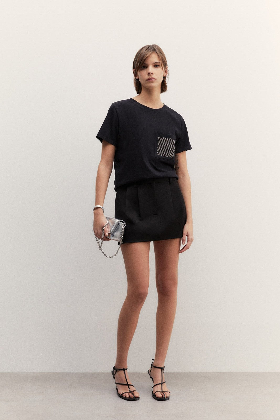 Sfera Sparkly pocket T-shirt - Black 1 Shaws Department Stores