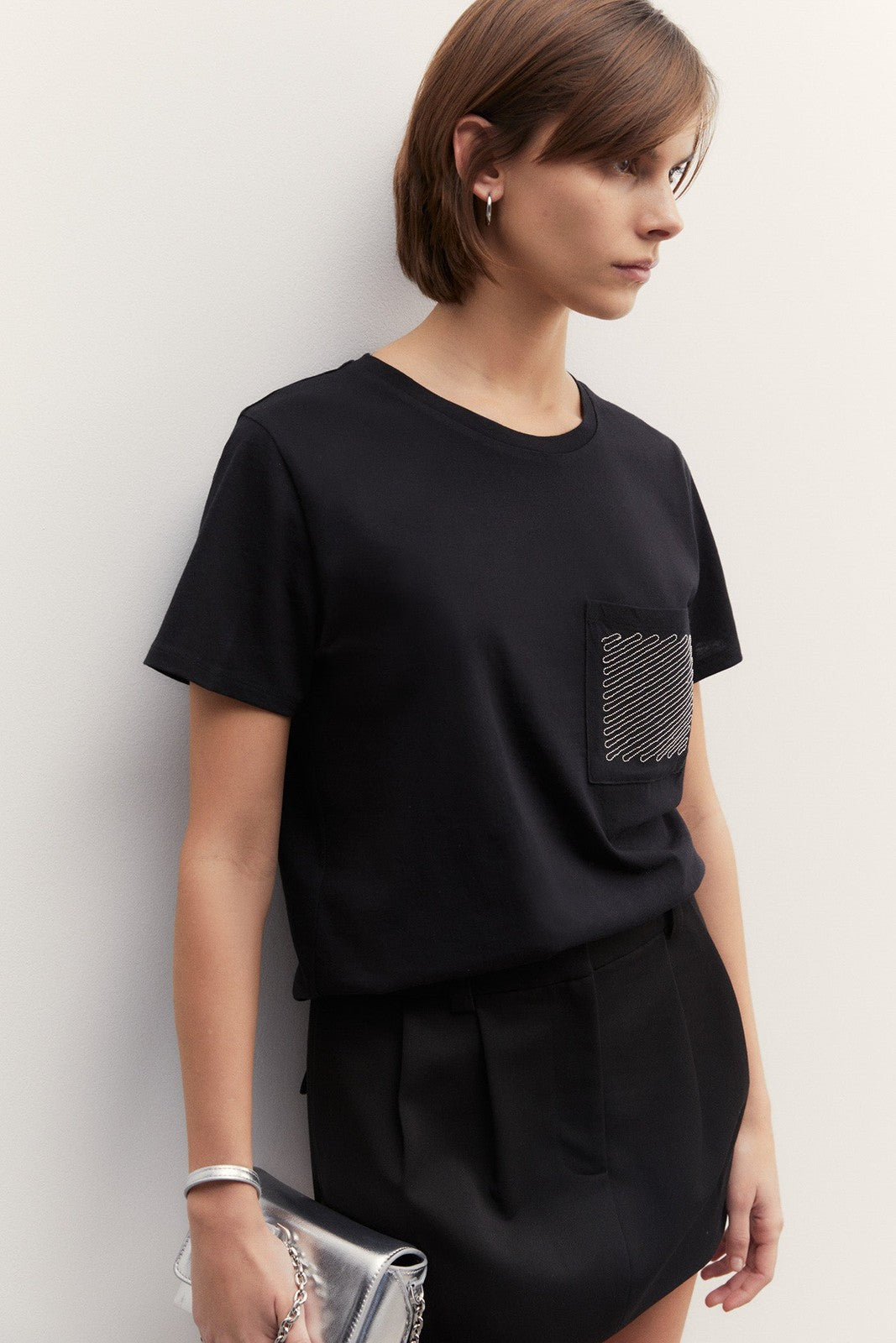 Sfera Sparkly pocket T-shirt - Black 3 Shaws Department Stores