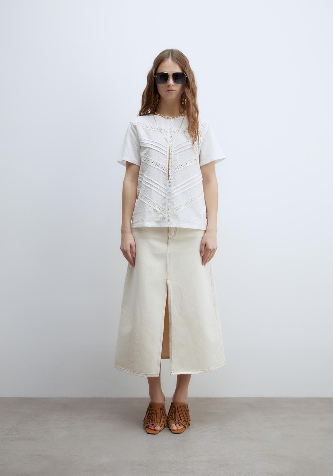 Sfera Plumetis T-Shirt - Ecru 5 Shaws Department Stores