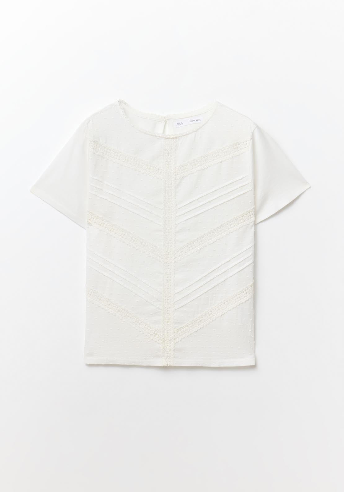 Sfera Plumetis T-Shirt - Ecru 6 Shaws Department Stores