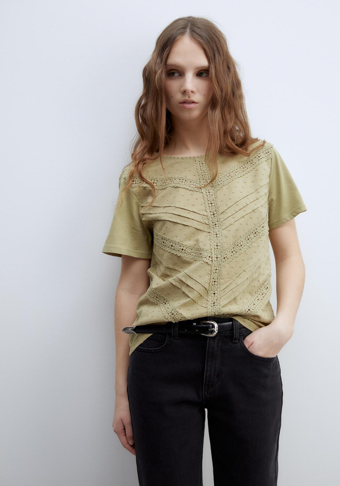 Sfera Plumetis T-Shirt - Khaki 1 Shaws Department Stores