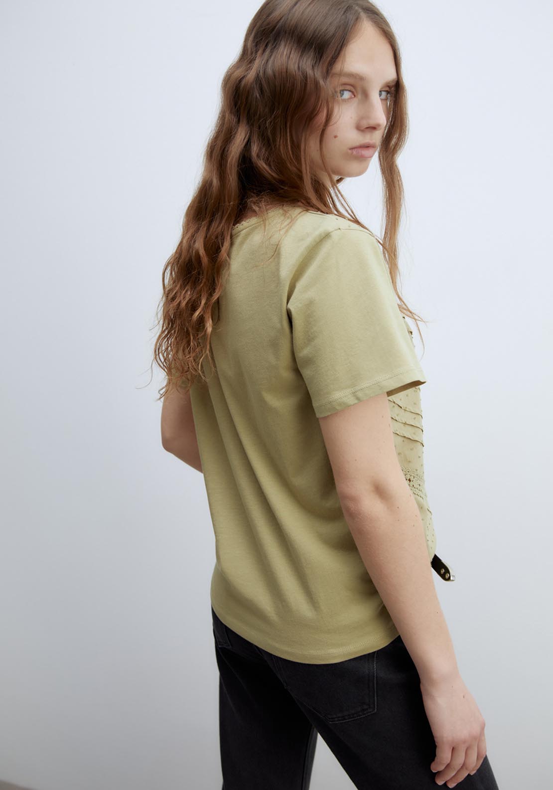 Sfera Plumetis T-Shirt - Khaki 2 Shaws Department Stores