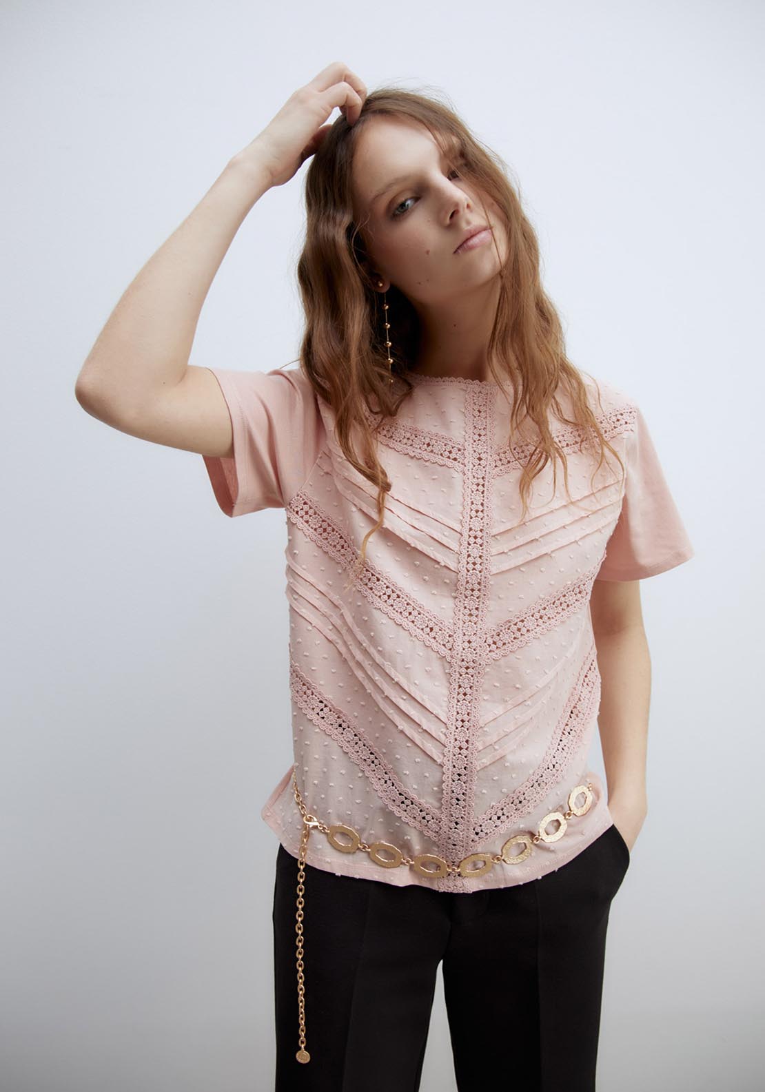 Sfera Plumetis T-Shirt - Pink Pale 1 Shaws Department Stores