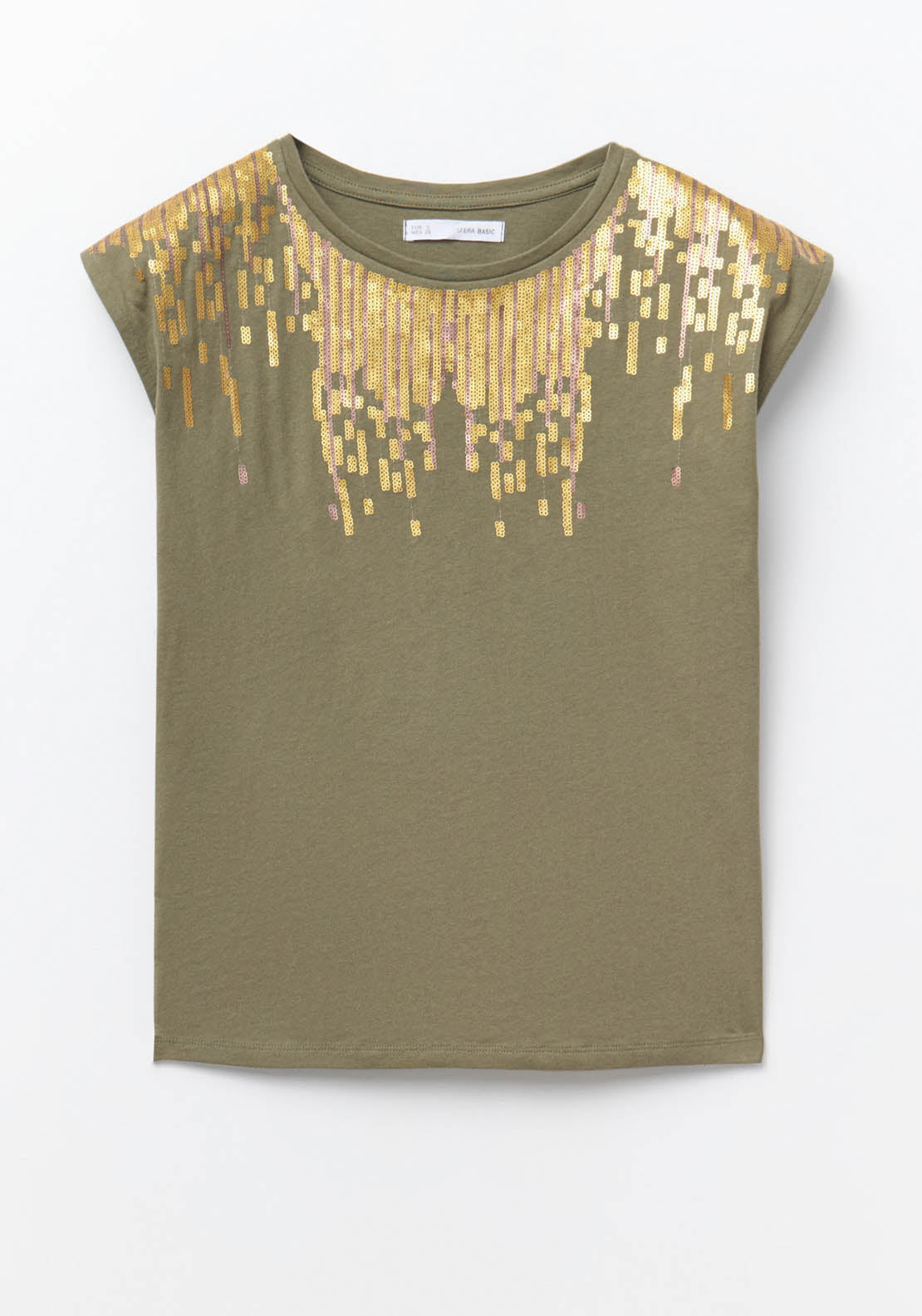 Sfera Sequined Chest Top - Khaki 6 Shaws Department Stores