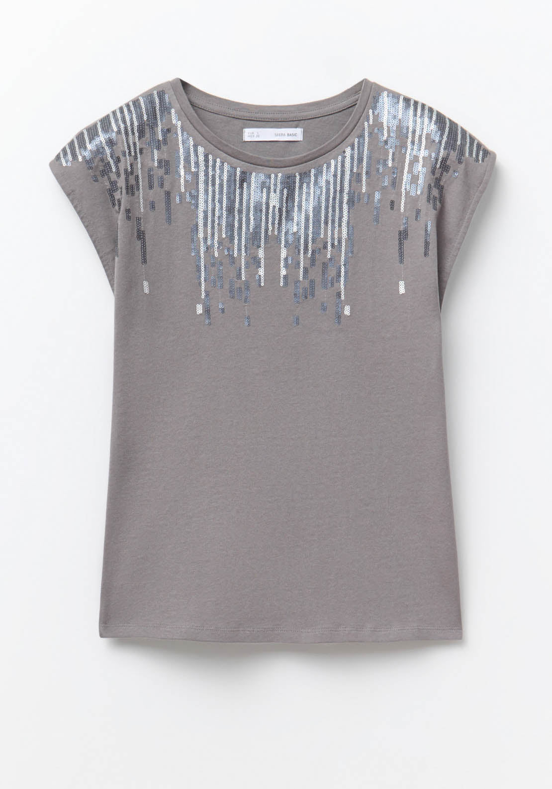 Sfera Sequined Chest Top - Grey Medium 6 Shaws Department Stores