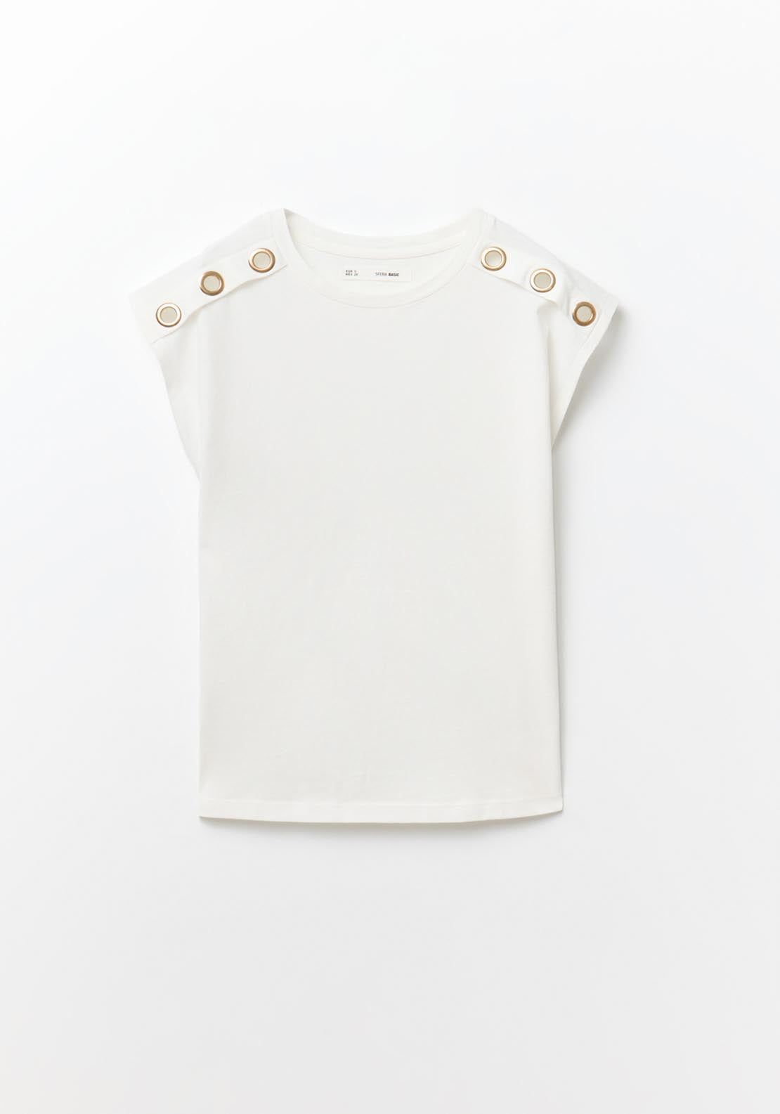 Sfera Metallic Eyelets T-Shirt - White 6 Shaws Department Stores