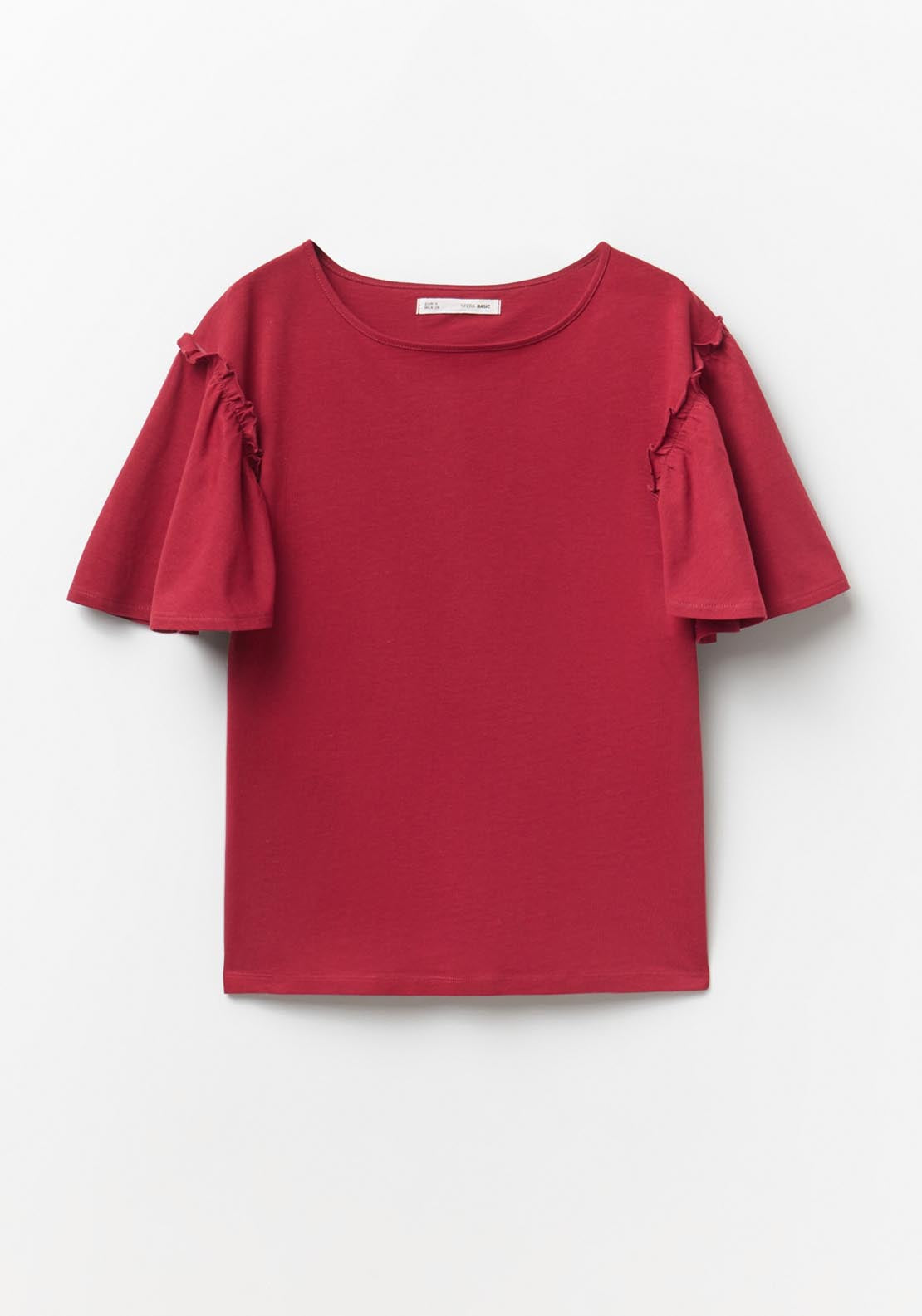 Sfera Short Sleeve Printed Ruffle Top - Red 5 Shaws Department Stores