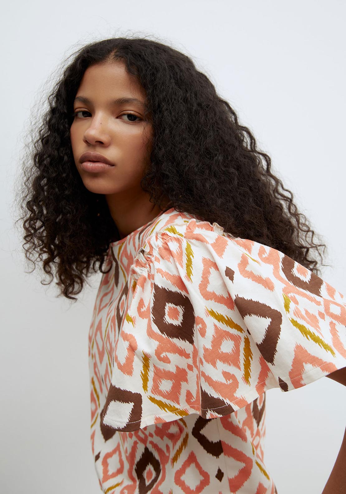 Sfera Short Sleeve Printed Ruffle Top - Multicolour 4 Shaws Department Stores