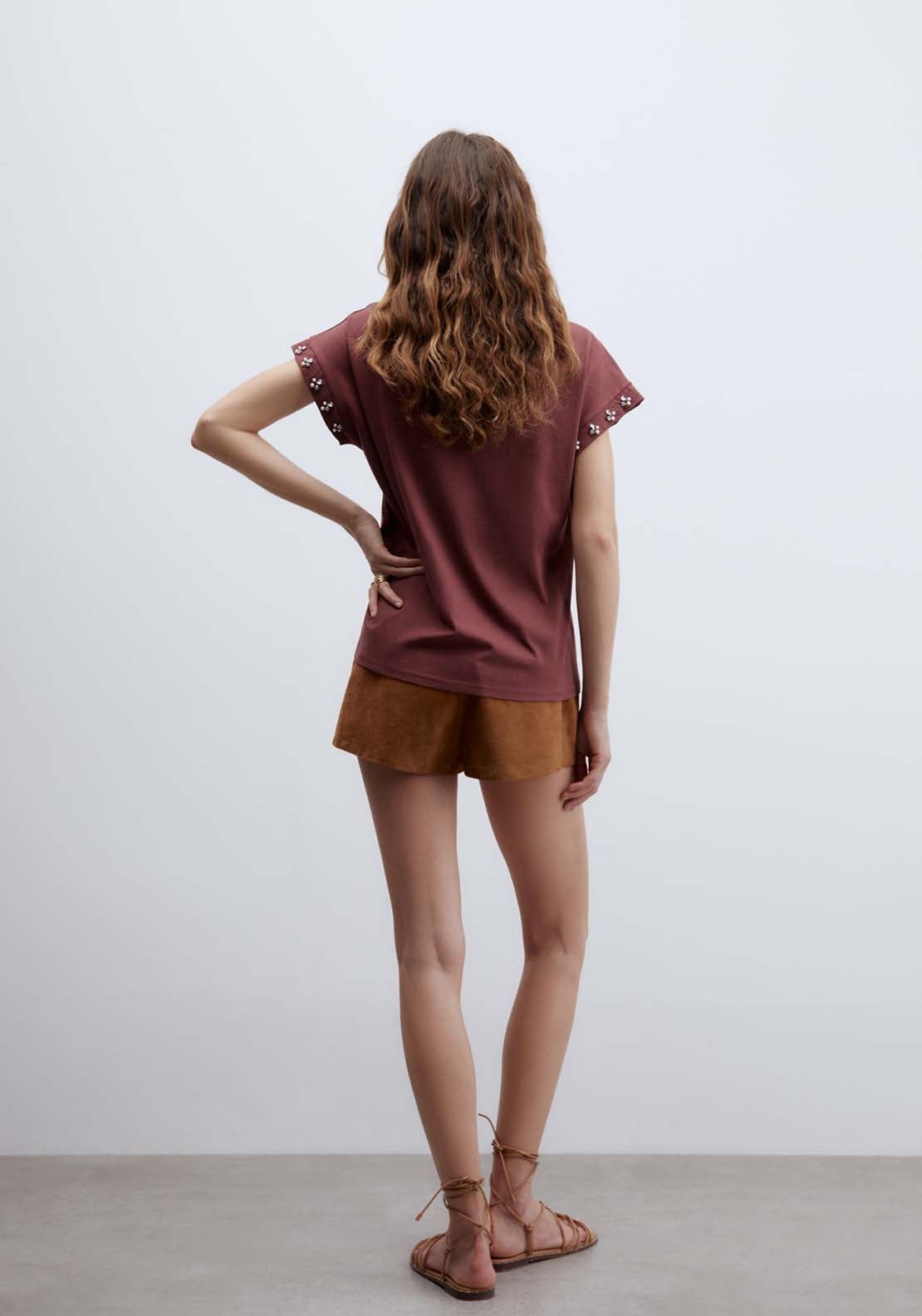Top With Pearl Sleeves - Red