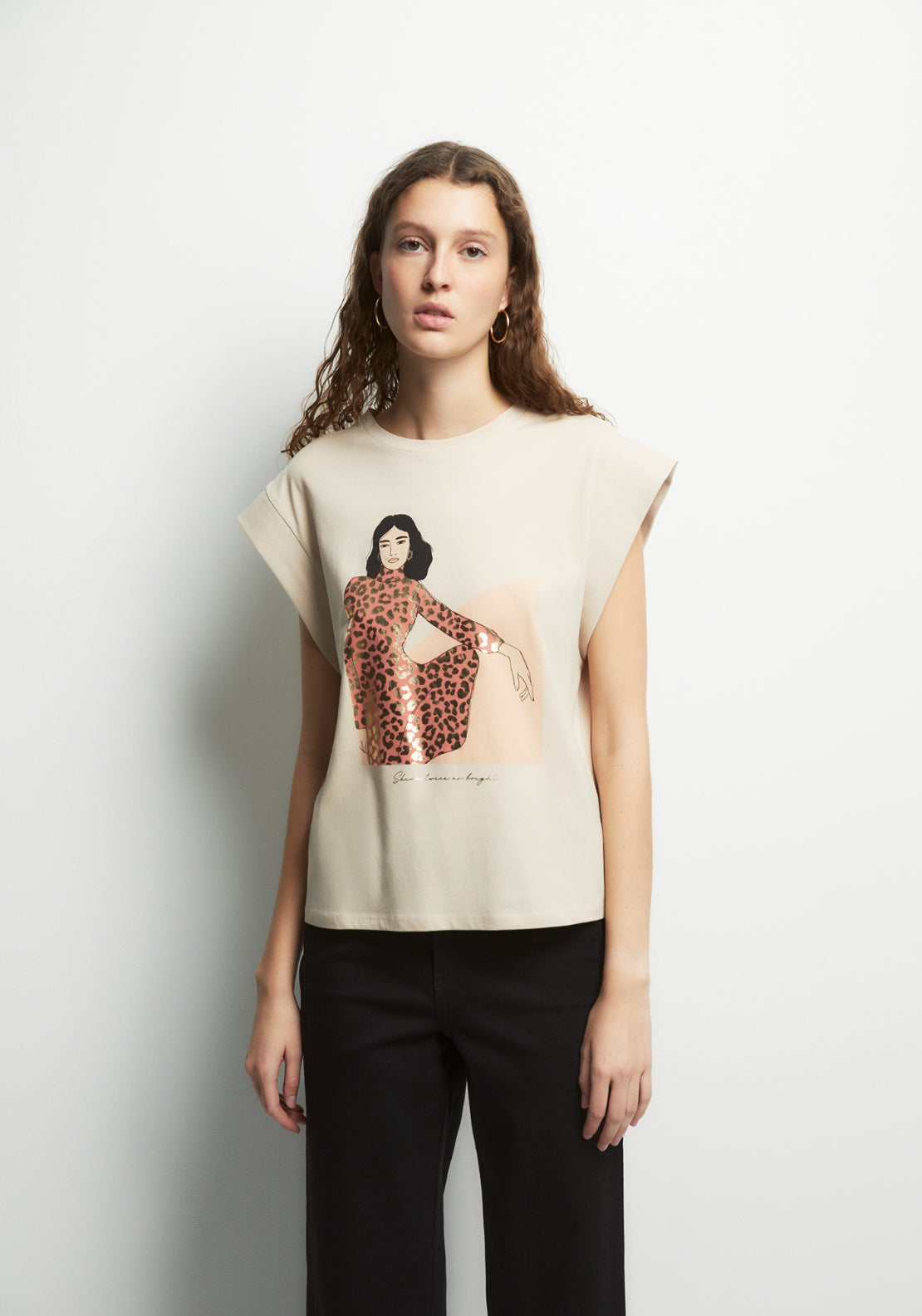 Front Graphic Top - Beige