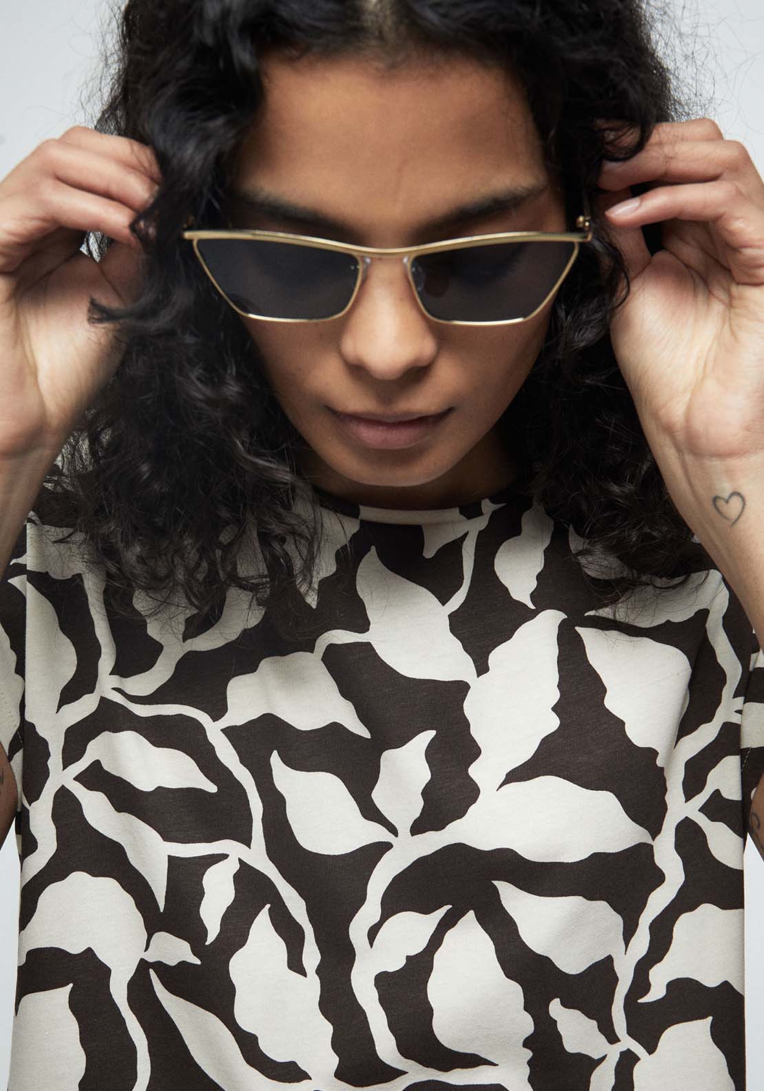 Basic Printed T-Shirt - Brown